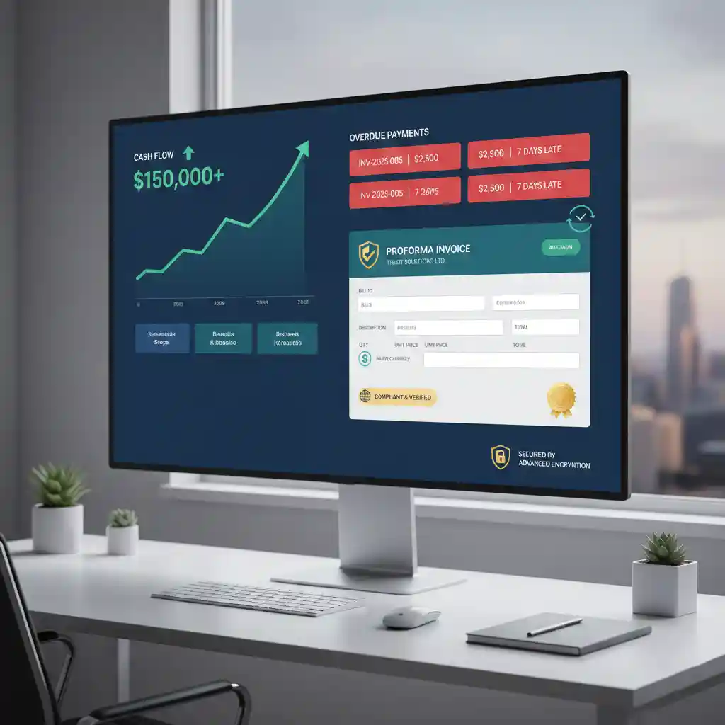 Company Invoicer software interface displaying automated billing and payment tracking
